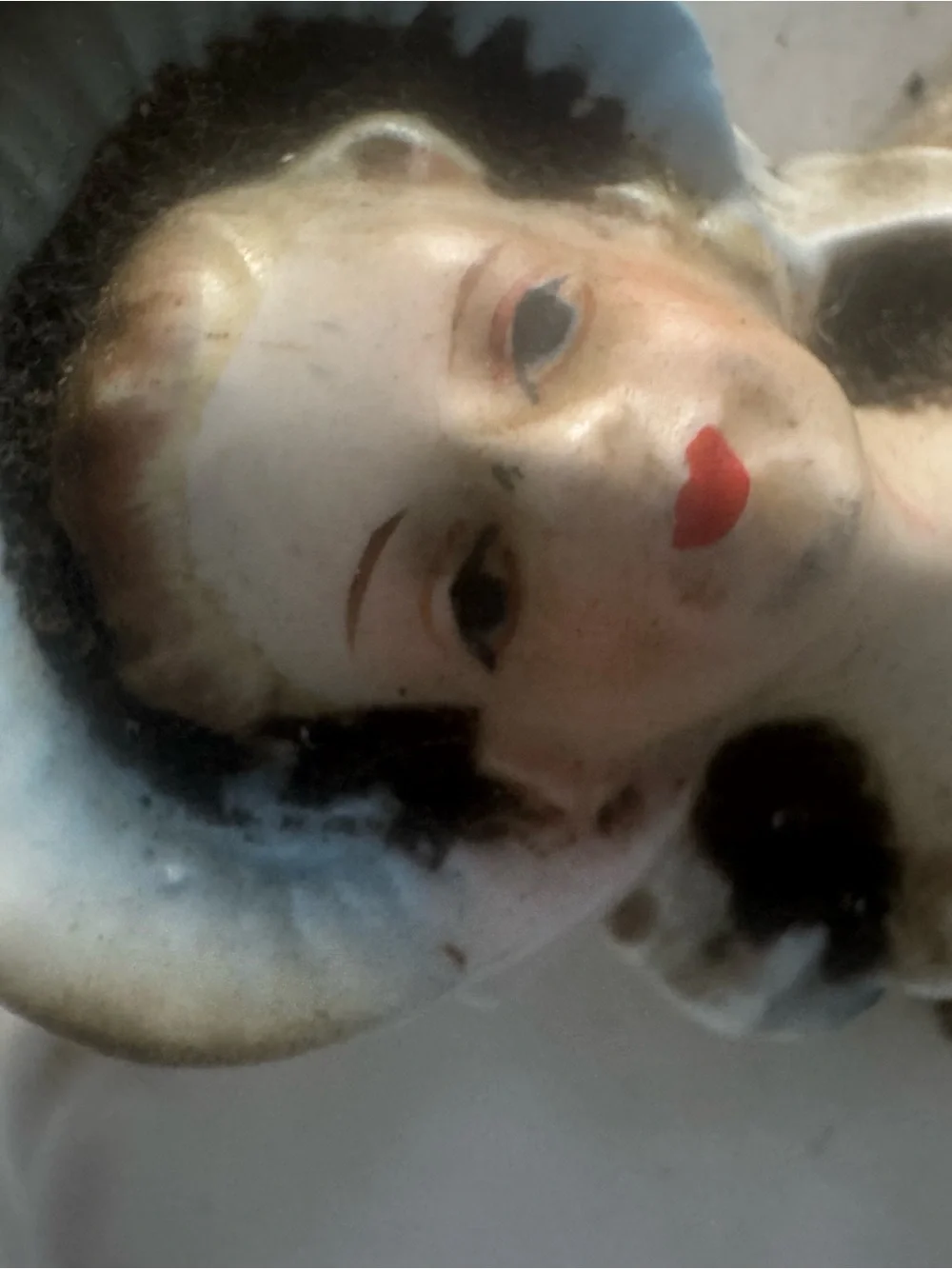 Vintage 3D Porcelain Wall Plaque with Lady Figurine - Black & White